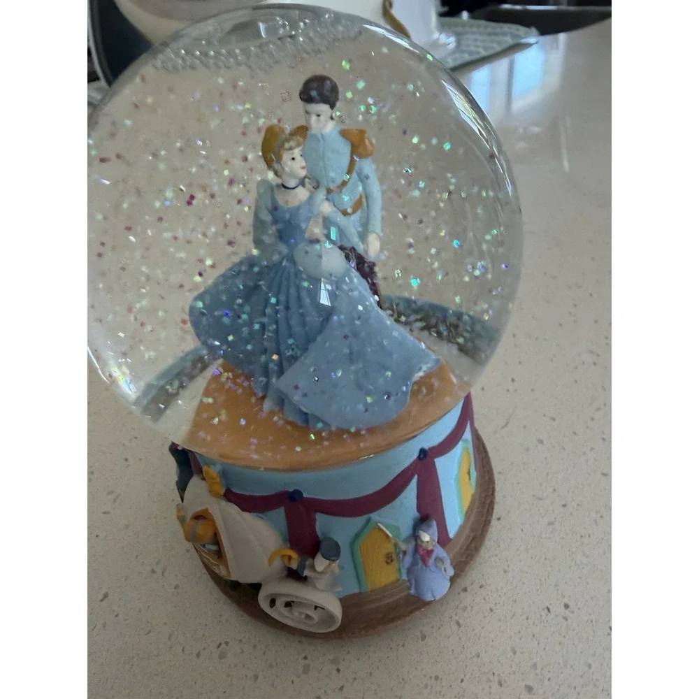 Disney Cinderella Prince Charming Musical Snow Globe Enesco I Love You Truly